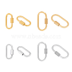 8Pcs 4 Styles 304 Stainless Steel Screw Carabiner Lock Charms, for Necklaces Making, Oval, Golden & Stainless Steel Color, 21~26x11~14x4mm, Screw: 7~8x4mm, 2pcs/style(STAS-UN0050-90)