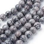 Natural Map Stone/Picasso Stone/Picasso Jasper Beads Strands, Round, 10mm, Hole: 1mm, about 36~38pcs/strand, 15 inch(X-G-G047-10mm)