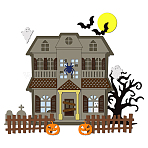 Halloween Theme Carbon Steel Cutting Dies Stencils, for DIY Scrapbooking, Photo Album, Decorative Embossing Paper Card, Stainless Steel Color, Haunted House Pattern, 90~122x82~124x0.8mm, 3pcs/set(DIY-WH0309-1186)