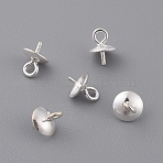 925 Sterling Silver Pendant Bails, For Half Drilled Beads, Silver, 6.5x5mm, Hole: 1mm, Pin: 0.5mm(X-STER-E050-08S)