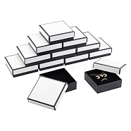 Paper Box, Snap Cover, with Sponge Mat, Jewelry Box, Square, White, 7.3x7.3x3.2cm(CON-NB0001-65B)