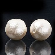 Compressed Cotton Pearl Beads, Eco-Friendly, Dyed, Round, Floral White, 16~16.5mm, Hole: 1.5mm(X-WOVE-S114-16mm-12)