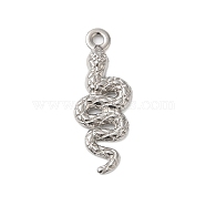 Non-Tarnish 304 Stainless Steel Pendants, Snake Charms, Stainless Steel Color, 26x10x2.5mm, Hole: 1.6mm(STAS-N103-11P)