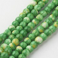 Natural White Jade Bead Strands, Round, Dyed, Lawn Green, 4mm, Hole: 1mm, about 104pcs/strand, 15.7 inch(400mm)(G-G916-4mm-02)