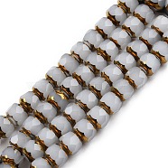 Glass Beads Strands, Column, Faceted, Gainsboro, 6.5x7.5mm, Hole: 1mm, about 60Pcs/strand, 14.96''(38cm)(GLAA-E033-03B)