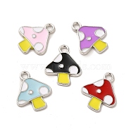 Alloy Enamel Pendants, Mushroom Charms, Mixed Color, Platinum, 16x13.5x1.5mm, Hole: 1.8mm(ENAM-M053-07P)