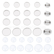 DIY Blank Dome 304 Stainless Steel Brooch Making Kit, Stainless Steel Color, 17~26x2~3mm, Tray: 16~25mm(DIY-UN0056-14)