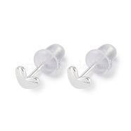 999 Sterling Silver Stud Earrings for Women, with 999 Stamp, Heart, 4x5mm(EJEW-S215-30S-07)