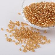 8/0 Glass Seed Beads, Silver Lined Round Hole, Round, Pale Goldenrod, 3mm, Hole: 1mm, about 1097pcs/50g(X-SEED-A005-3mm-22)
