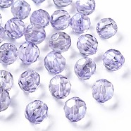 Transparent Acrylic Beads, Faceted, Football, Lilac, 14x13.5mm, Hole: 2mm, about 330pcs/500g(MACR-S373-101-P09)
