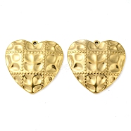Ion Plating(IP) 304 Stainless Steel Pendants, Heart Charm, Real 18K Gold Plated, 26x27x3mm, Hole: 1.4mm(STAS-P341-20E-G)