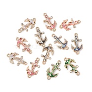 Alloy Enamel Connector Charms, Anchor Links with Crystal Rhinestone, Light Gold, Cadmium Free & Nickel Free & Lead Free, Mixed Color, 23x12x2mm, Hole: 1.6mm(ENAM-I054-01)