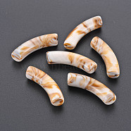 Opaque Acrylic Beads, Imitation Gemstone Style, Curved Tube, Linen, 33x8x10.5mm, Hole: 1.6mm(X-OACR-Q181-004A)