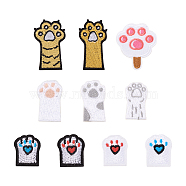 Pet 20Pcs 10 Style Computerized Embroidery Cloth Self Adhesive Patches, Stick On Patch, Costume Accessories, Appliques, Paw Prints, Mixed Color, 2pcs/style(DIY-MP0001-06)