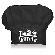 Custom Cotton Chef Hats, Black Hat, White Pattern, Tableware, 70x56mm(AJEW-WH0242-015)