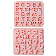 Letter A-Z DIY Silicone Molds, Fondant Molds, Resin Casting Molds, for Chocolate, Candy, UV Resin & Epoxy Resin Craft Making, Pink, 140x158x9mm, Inner Diameter: 19~22.5x16~27.5mm(SIMO-CJC0002-02)