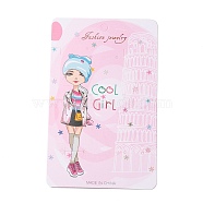 Paper Jewelry Display Cards for Necklace, Earring, Hair Clip, Rectangle with Girl Pattern, Pearl Pink, 14.2x9x0.04cm, Hole: 1.5~8mm(CDIS-F005-14)