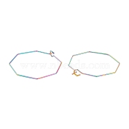 Ion Plating(IP) 316 Stainless Steel Hoop Earrings Findings, Wine Glass Charms Findings, Octagon, Rainbow Color, 31x31.5x0.7mm(STAS-C029-03M)