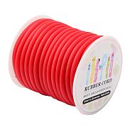 Synthetic Rubber Cord, Hollow, Wrapped Around White Plastic Spool, Red, 5mm, Hole: 3mm, about 10.94yards/roll(10m/roll)(RCOR-JP0001-5mm-11)