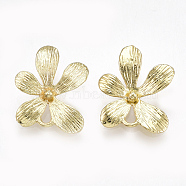 Brass Links connectors, Flower, Real 18K Gold Plated, 11.5x10x1.5mm, Hole: 1mm(KK-S348-196)