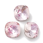 Glass Rhinestone Cabochons, Point Back & Back Plated, Faceted, Square, Light Peach, 10x10x5mm(RGLA-G020-03D-D508)