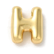 Brass Pendants, Long-Lasting Plated, Real 18K Gold Plated, Letter H, 10x8x3.5mm, Hole: 1.4mm(KK-S391-02G-H)