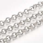 Iron Rolo Chains, Belcher Chain, with Spool, Soldered, Platinum, 6x1mm, about 82.02 Feet(25m)/roll(CH-T001-01P)