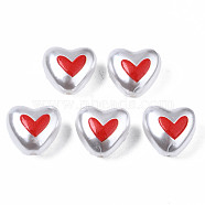 3D Printed ABS Plastic Imitation Pearl Beads, Heart, Red, 11x12x7mm, Hole: 1mm(KY-S163-440)