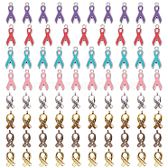 Breast Cancer Awareness Ribbon Carved Word Hope Tibetan Style Pendants and Alloy Enamel Pendants, Mixed Color, 7.4x7.2x1.7cm, 80pcs/box(TIBEP-SC0001-17)