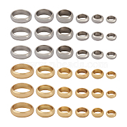 12 Style 201 Stainless Steel Spacer Beads, Round Ring, Golden & Stainless Steel Color, 300pcs/box(STAS-KS0001-16)