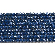 Cubic Zirconia Bead Strands, Faceted Round, Marine Blue, 3mm, Hole: 0.6mm, about 120pcs/strand, 14.84''~14.96''(37.7~38cm)(ZIRC-P109-02A-02)