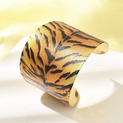 Alloy Open Cuff Bangles for Women, Leopard Print, Golden, 2-3/8 inch(5.9cm), Inner Diameter: 2-3/8 inch(6.1cm)(BJEW-K272-03G)