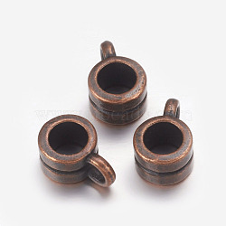 Tibetan Style Hangers, Bail Beads, Lead Free, Nickel Free and Cadmium Free, Column, Red Copper, 9mm long, 4mm wide, hole: 2mm(X-RLFH20220Y-NF)