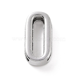 Alloy Letter Slide Charms, Platinum, Letter.O, 20.5~21x6~10.5x6.5mm, Hole: 17.5~18x2.5mm(FIND-A023-17O)