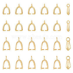 40Pcs 2 Style Rack Plating Eco-friendly Brass Ice Pick Pinch Bails, Real 24K Gold Plated, 10~13x2.5~4.5mm, Hole: 1~2mm, Pin: 1mm, 20Pcs/style(KK-FH0005-33)