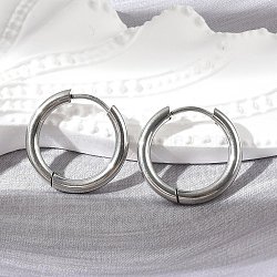 Tarnish Resistant 304 Stainless Steel Huggie Hoop Earring Findings, Stainless Steel Color, 18x19x2.5mm, 10 Gauge, Pin: 0.9mm(STAS-I097-051B)