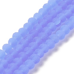 Imitation Jade Solid Color Glass Beads Strands, Faceted, Frosted, Rondelle, Medium Slate Blue, 3.5mm, Hole: 1mm(EGLA-A034-J3mm-MD03)