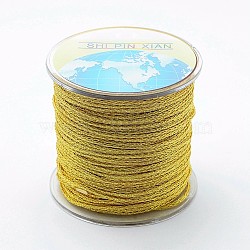 Polyester Cord, Metallic String Thread For Jewelry Making, Gold, 1.5mm, about 32.8 yards(30m)/roll(NWIR-I011-C01)