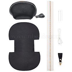 DIY Zipper Lock Purse Making Kit, including 1Pc Bag Frame, 1Pc Zipper, 1Pc Zipper Head, 3Pcs Iron Needles, 1 Bundle Waxed Cord, Mixed Color, 20x12.7x0.12cm, Hole: 1.2mm(DIY-WH0029-38)