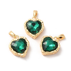 Brass Micro Pave Cubic Zirconia Pendants, Heart, Real 18K Gold Plated, 16.5x14x5.5mm, Hole: 4x1.8mm(KK-M243-02G)