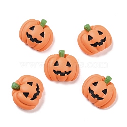 Pumpkin Opaque Resin Cabochons, for Halloween, Orange, 18x20x8mm(X-RESI-F031-05)