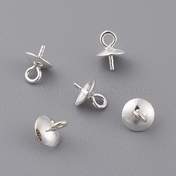 925 Sterling Silver Pendant Bails, For Half Drilled Beads, Silver, 6.5x5mm, Hole: 1mm, Pin: 0.5mm(X-STER-E050-08S)