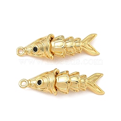 Brass Micro Pave Cubic Zirconia Pendants, Fish Charms, Real 18K Gold Plated, 30x9x8.5mm, Hole: 1.5mm(KK-H526-01F-G)