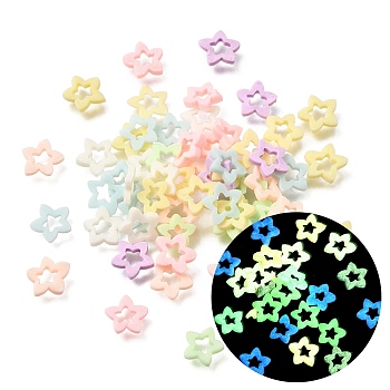 Luminous Handmade Polymer Clay Cabochons, Hollow Star, Glow in the Dark, Mixed Color, 6~7x6.5~8x1~1.5mm, about 11365pcs/500g