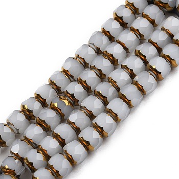 Glass Beads Strands, Column, Faceted, Gainsboro, 6.5x7.5mm, Hole: 1mm, about 60Pcs/strand, 14.96''(38cm)