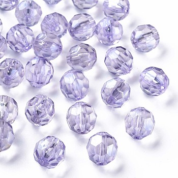Transparent Acrylic Beads, Faceted, Football, Lilac, 14x13.5mm, Hole: 2mm, about 330pcs/500g
