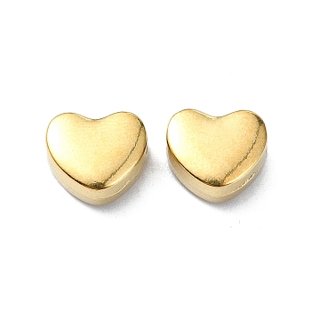 Ion Plating(IP) 304 Stainless Steel Beads, Heart, Real 18K Gold Plated, 8x9x4.5mm, Hole: 1.4mm