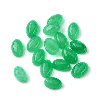 Natural White Jade Cabochons, Oval, Dyed, Lime Green, 6x4x2~2.5mm