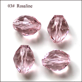 Imitation Austrian Crystal Beads, Grade AAA, Faceted, Oval, Pink, 8x6mm, Hole: 0.7~0.9mm
