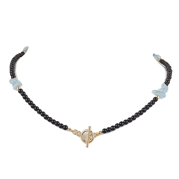 Natural Black Onyx Necklace,  Natural Aquamarine Necklaces, 19.69 inch(50cm)